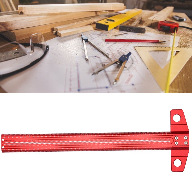 T Square Ruler Aluminum Alloy Removable Woodworking Scriber Art Framing Drafting Tools400mm - Image 2