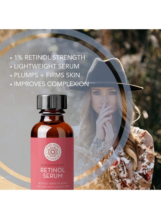 بيور بدي ناتشورالز سيروم الريتينول للوجه من Pure Body Naturals - سيروم الريتينول مع بندق الساحرة وزيت الآس والجينسنغ - كريم مضاد للتجاعيد ومُصحح للبقع الداكنة للعين والبشرة والوجه - 1 أونصة سائلة - Image 2