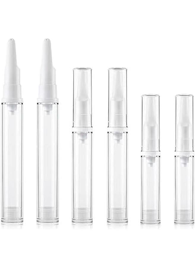 BWSJ Set of 6 Airless Pump Jars for Travel Foundation Container  Refillable Cosmetic Bottles for Lotion Skincare and Serum  Sizes: 5ml 10ml 15ml - Image 1