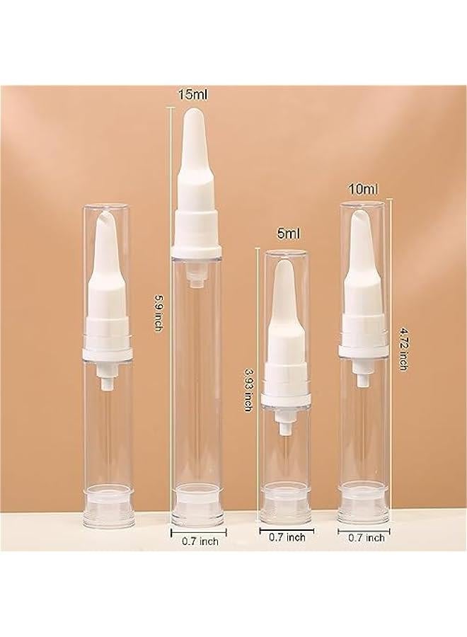 BWSJ Set of 6 Airless Pump Jars for Travel Foundation Container  Refillable Cosmetic Bottles for Lotion Skincare and Serum  Sizes: 5ml 10ml 15ml - Image 5