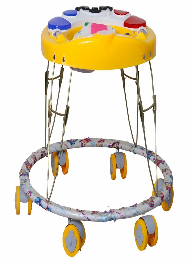 EVOSHINE Baby Round Walker with Music, Heavy Duty Metal Frame, 6-18 Months Baby Activity Walker, Safe & Comfortable First Step Walking Support (Yellow) - Image 4