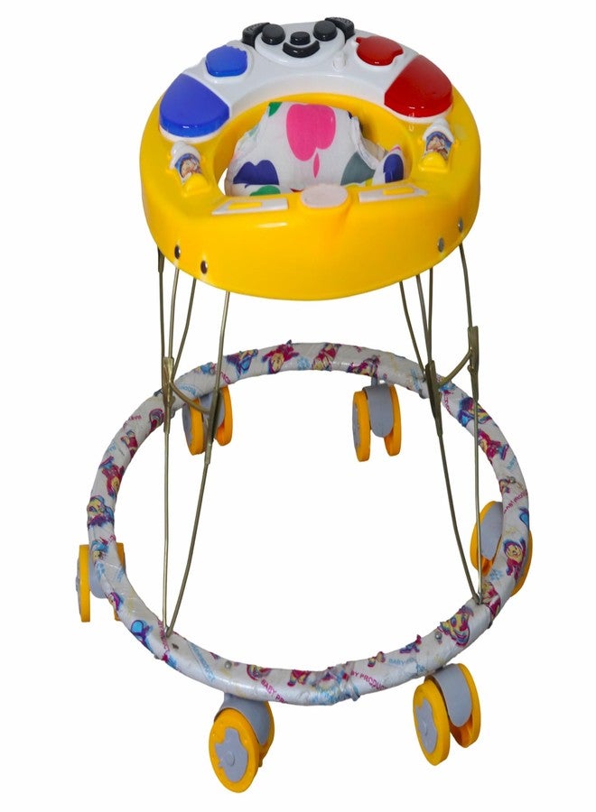 EVOSHINE Baby Round Walker with Music, Heavy Duty Metal Frame, 6-18 Months Baby Activity Walker, Safe & Comfortable First Step Walking Support (Yellow) - Image 2