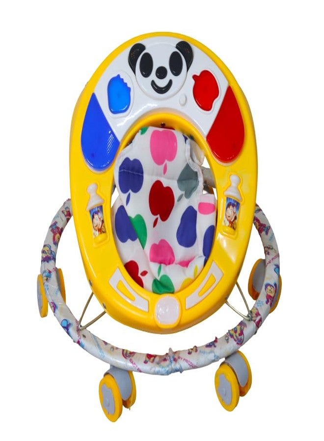 EVOSHINE Baby Round Walker with Music, Heavy Duty Metal Frame, 6-18 Months Baby Activity Walker, Safe & Comfortable First Step Walking Support (Yellow) - Image 3