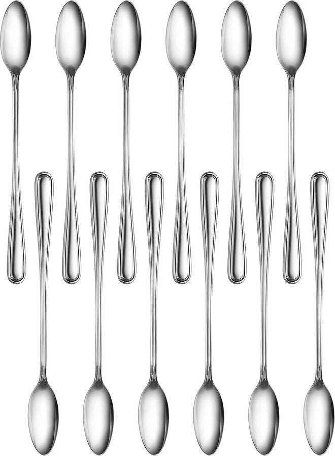 نيو ستار فود سيرفيس ملاعق شاي مثلج من نيو ستار فود سيرفيس، طراز سليم لاين 58222، مصنوعة من الفولاذ المقاوم للصدأ 18/0، طولها 7.5 بوصة، طقم من 12 قطعة - Image 1
