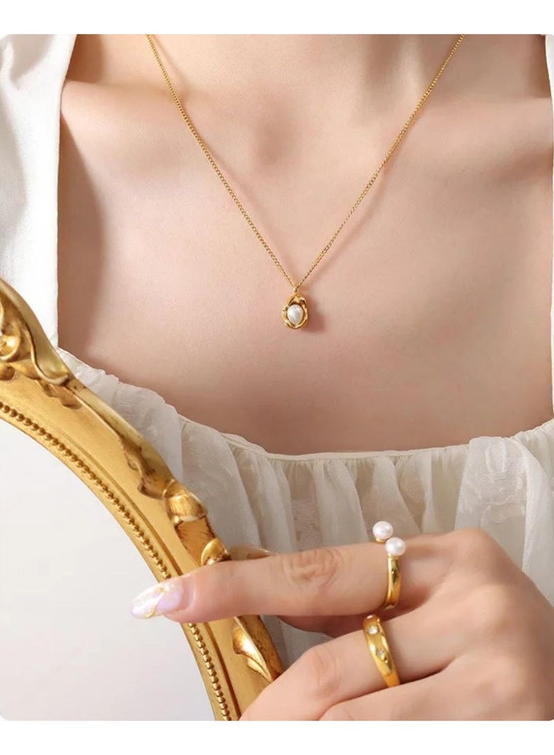 فيروز جوليري قلادة أنيقة من اللؤلؤ مصنوعة من ستانلس ستيل للنساء وتناسب جميع الاشخاص .سلسلة من فيروز جوليري - Image 2