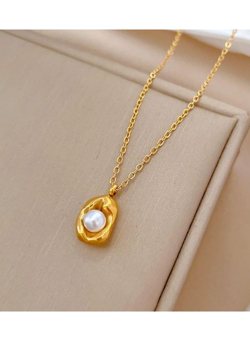 فيروز جوليري قلادة أنيقة من اللؤلؤ مصنوعة من ستانلس ستيل للنساء وتناسب جميع الاشخاص .سلسلة من فيروز جوليري - Image 3