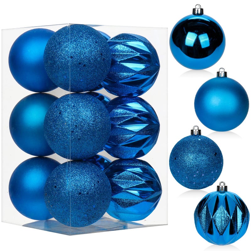 12PCS 315 Christmas Ball Ornaments Shatterproof Blue Christmas Tree Decorations Xmas Tree Balls Halloween Ornaments Dcor