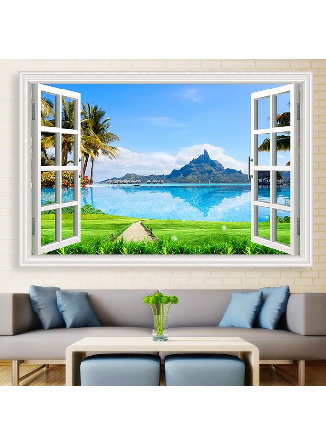 الأزرق جي دبليو ملصقات جدارية ثلاثية الأبعاد لطلاء المناظر الطبيعية ملصقات جدارية ثلاثية الأبعاد لغرفة المعيشة ذاتية الالتصاق بجدار الخلفية الزخرفية ملصقات النوافذ المزيفة - Image 1