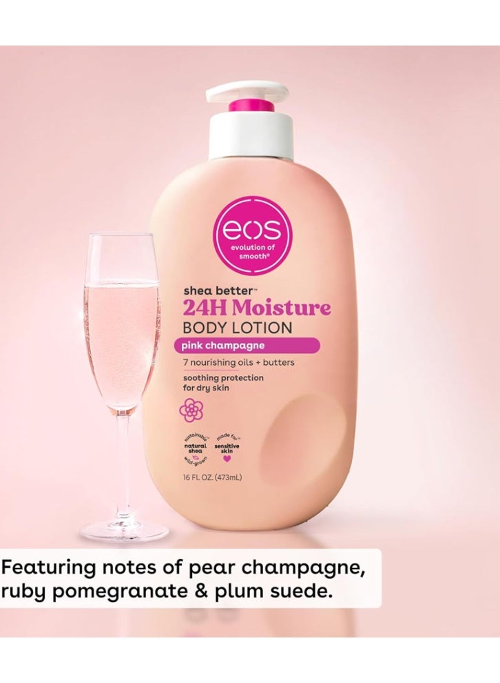 EOS Shea Butter Body Lotion - Pink Champagne 24-Hour Skincare Lightweight Non-Greasy Made with Natural Shea, Vegan, 16 fl oz - Image 2