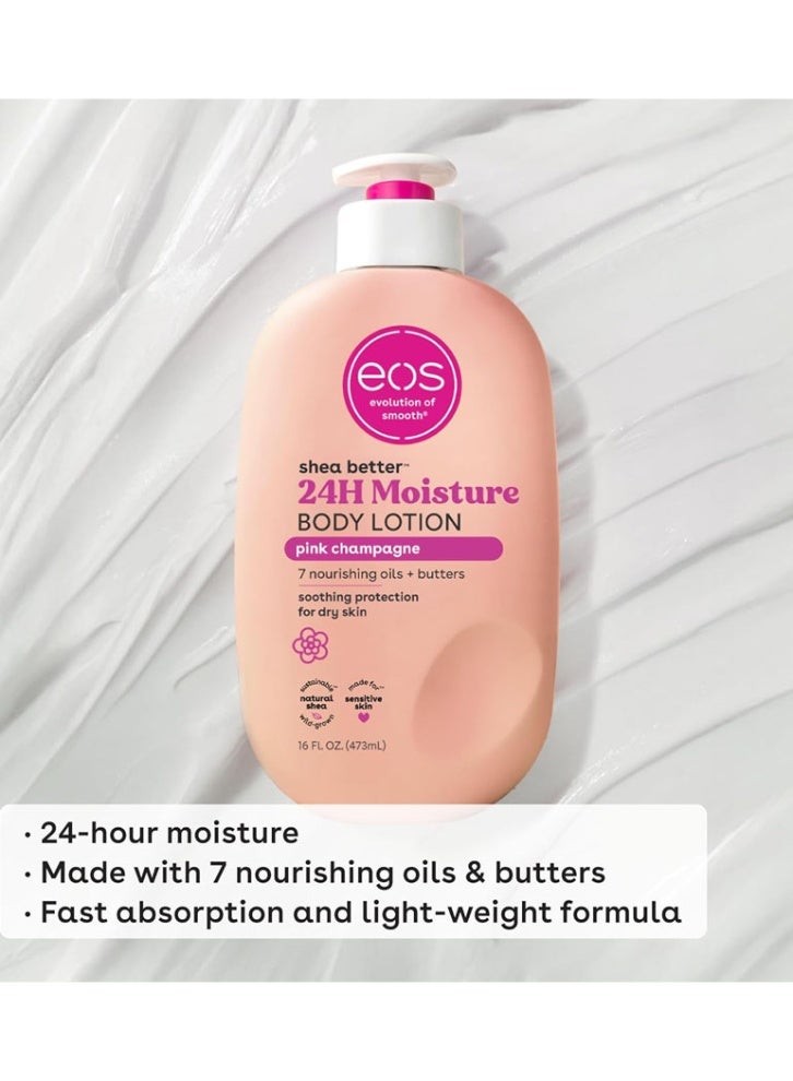 EOS Shea Butter Body Lotion - Pink Champagne 24-Hour Skincare Lightweight Non-Greasy Made with Natural Shea, Vegan, 16 fl oz - Image 4