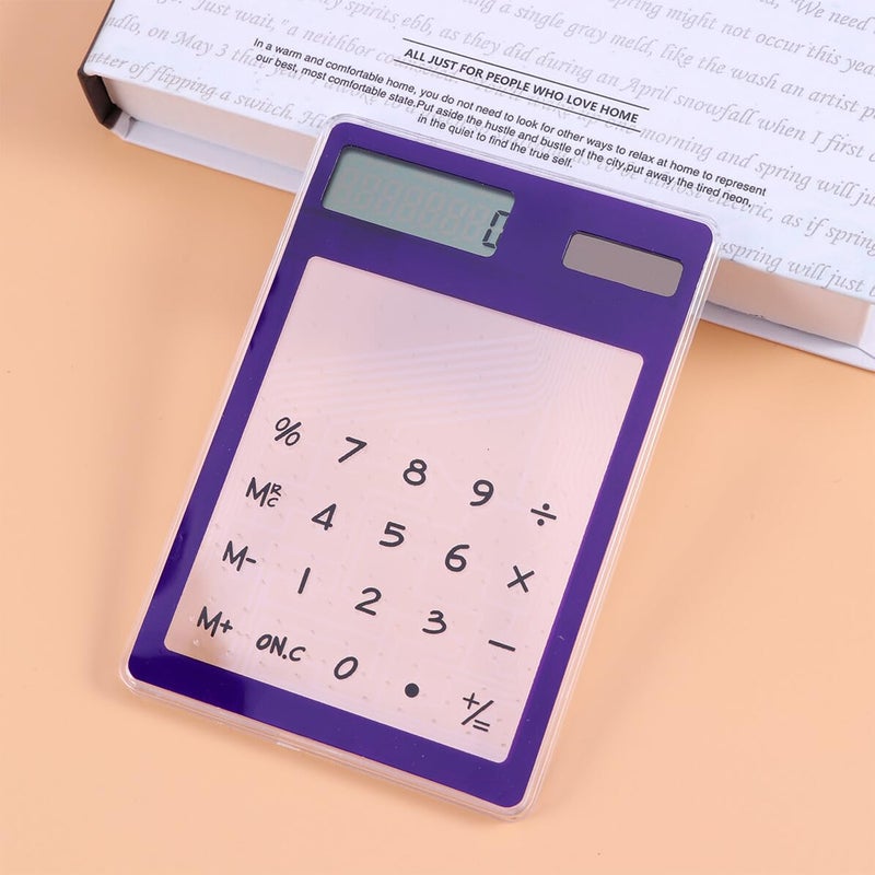 آلة حاسبة تعمل بالطاقة الشمسية، لوحة شفافة، شاشة تعمل باللمس، محمولة وخفيفة الوزن للطلاب والمكتب والمدرسة - Image 4