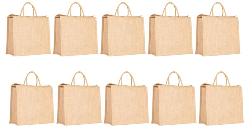 SOMAN Jute Ecofriendly Large Return Gift Bags Natural Pack of 10 Bags - Image 1