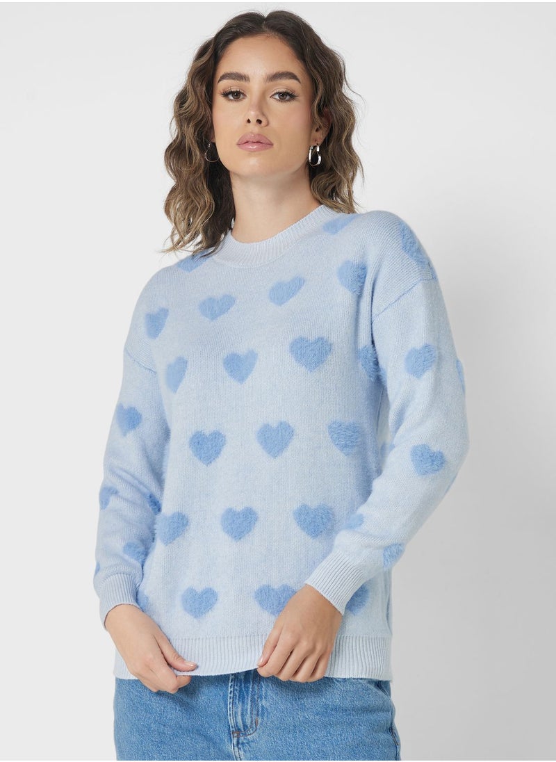 Ginger - Heart Print Sweater - Image 1