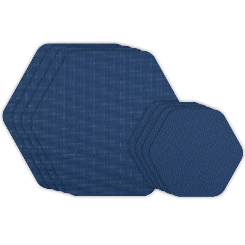 GEAR AID Tenacious Tape Hex â€“ 2.5â€ & 1.5â€ Repair Patches (8 Patches: Four 2.5â€ & Four 1.5â€, Blue) â€“ Peel-and-Stick Outdoor Nylon Fabric to Fix Holes and Burns in Down Jackets, Rain Gear and Tents - Image 1