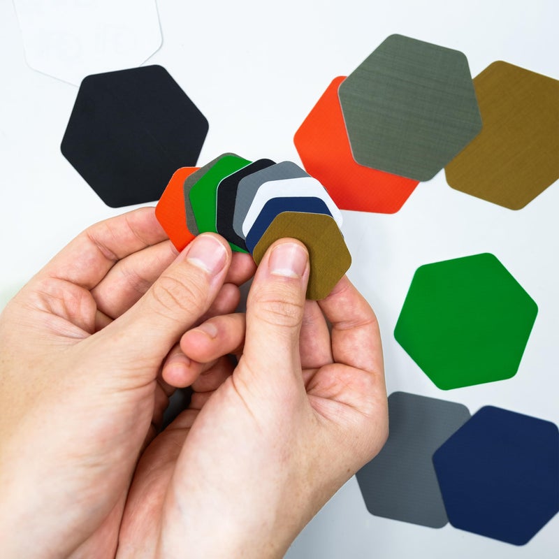 GEAR AID Tenacious Tape Hex â€“ 2.5â€ & 1.5â€ Repair Patches (8 Patches: Four 2.5â€ & Four 1.5â€, Blue) â€“ Peel-and-Stick Outdoor Nylon Fabric to Fix Holes and Burns in Down Jackets, Rain Gear and Tents - Image 2