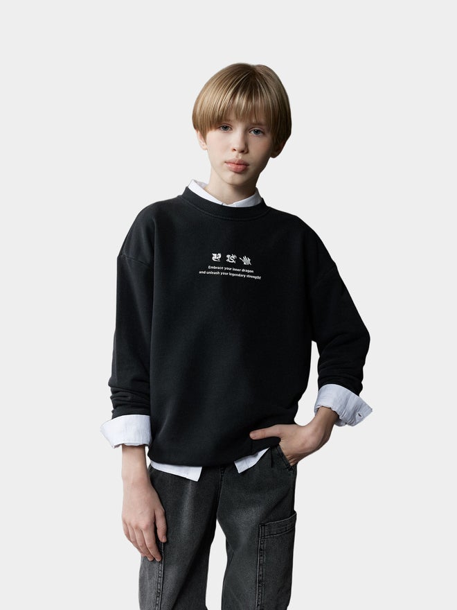 DeFacto DeFacto Boy Oversize Fit Back Printed Washed Faded Effect Sweatshirt  - Image 5