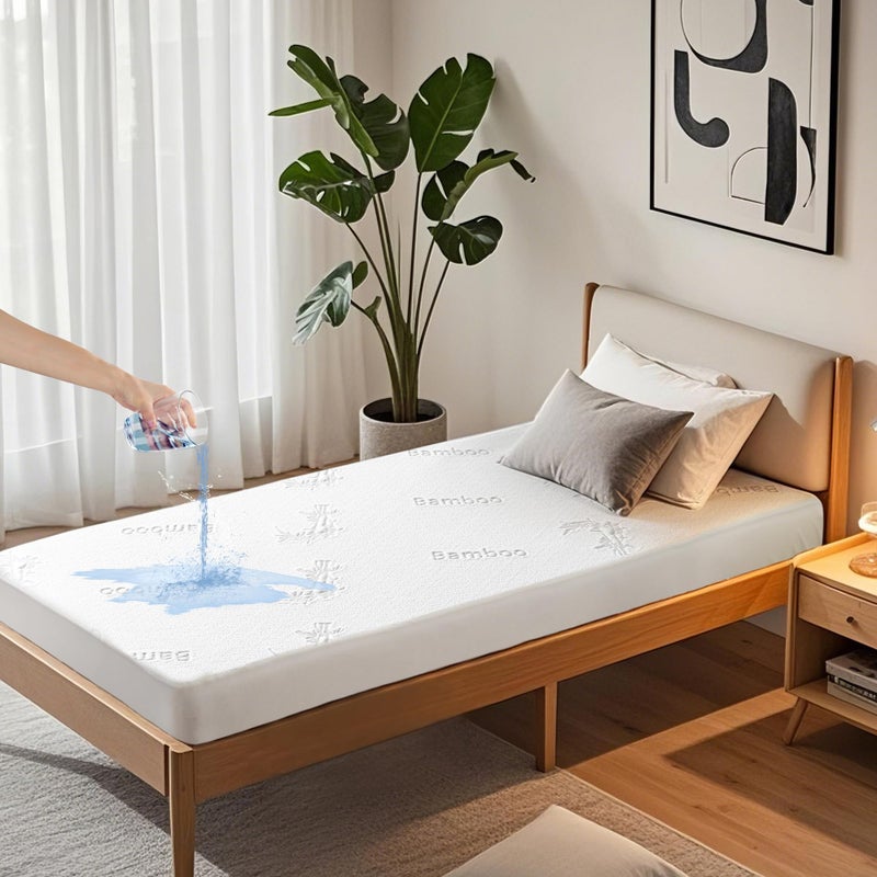 Waterproof Mattress Protector Twin XL Size Mattress Pad Fitted 615 Deep Pocket 3D Air Fabric Bed Mattress Cover Noiseless Washable for College Dorm