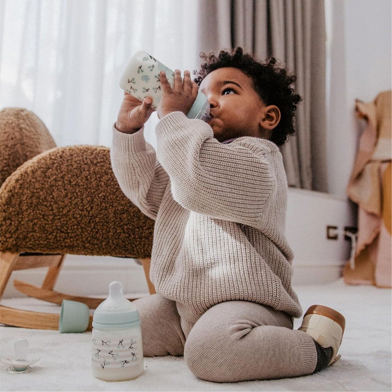 SUAVINEX مجموعة زجاجات الرضاعة للأطفال حديثي الولادة من سوفينكس، طقم هدايا يتضمن: 2 × 270 مل تدفق متوسط + 2 × 150 مل تدفق بطيء + مصاصة 0 إلى 6 أشهر، حلمات سيليكونية فسيولوجية SX Pro، 5 قطع، +0M، طيور خضراء - Image 3