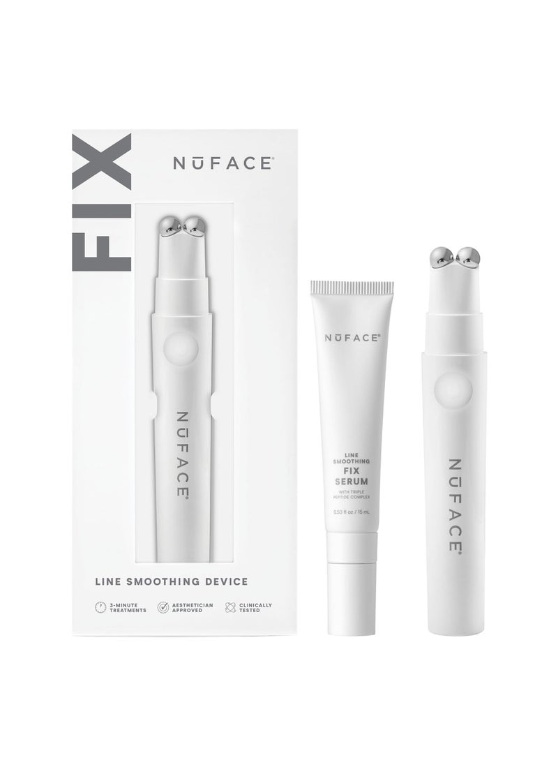 Nuface - NuFACE FIX Line Smoothing Starter Kit - FDA Cleared Microcurrent Device + Serum Activator for On-The-Go Treatment of Forehead Lines, Crow's Feet, Under Eyes, Smile & Fuller-Looking Lips - Image 1
