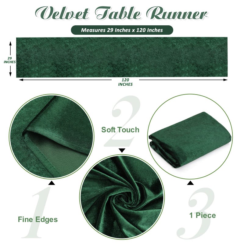 SoarDream Velvet Table Runner Emerald Green 29x120 Inches Table Runners Soft Velvet Fabric Runners for Wedding Party Xmas Decorations - Image 2