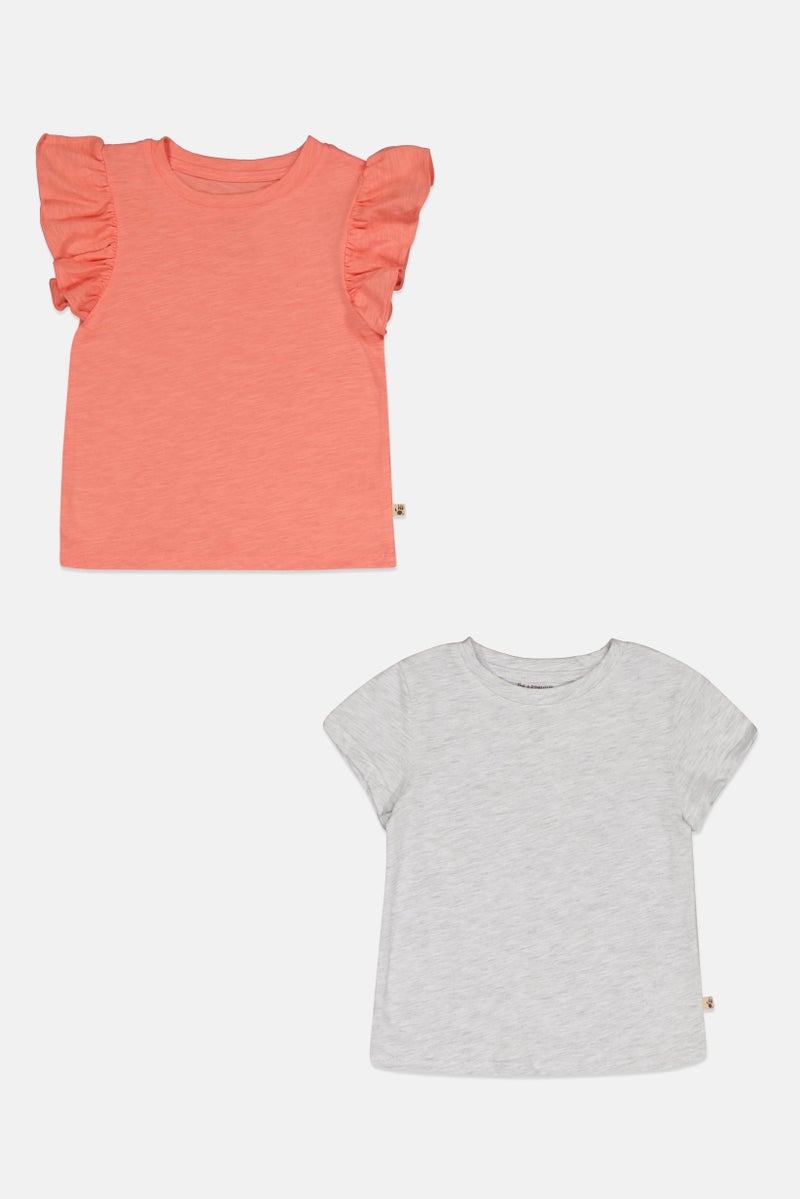Bearpaw Toddlers Girl 2 Pieces Heather Short Sleeve Top, Multicolor - Image 2