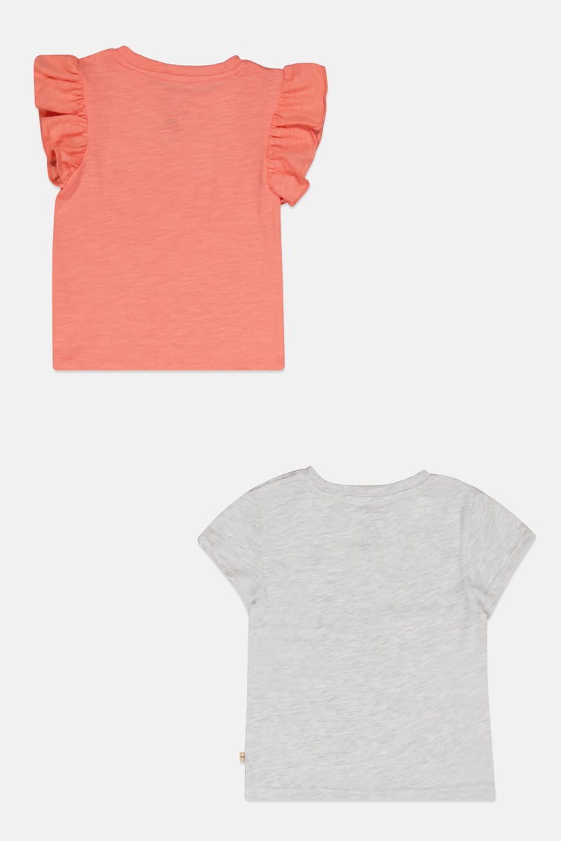 Bearpaw Toddlers Girl 2 Pieces Heather Short Sleeve Top, Multicolor - Image 3