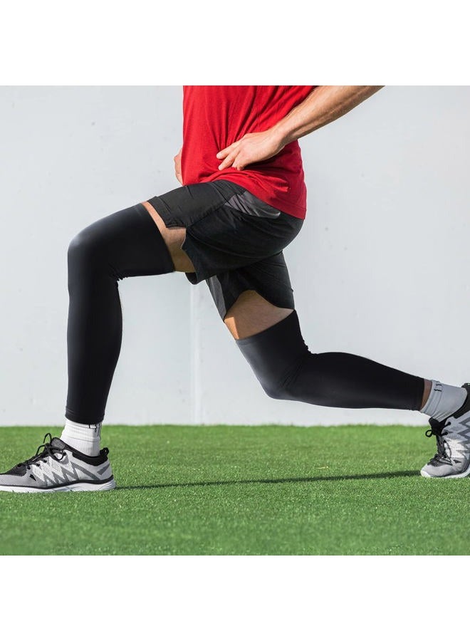 Skylety Leg Sleeves Compression Long Knee Sleeve UV Preserve for Men Women Sport Basketball Football (Black,2 Pieces) - Image 4