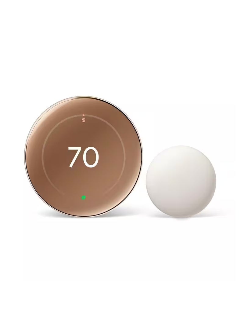 Nest - Google Nest 4th Gen Smart Learning Thermostat with Temperature Sensor (Polish Gold) - Image 1