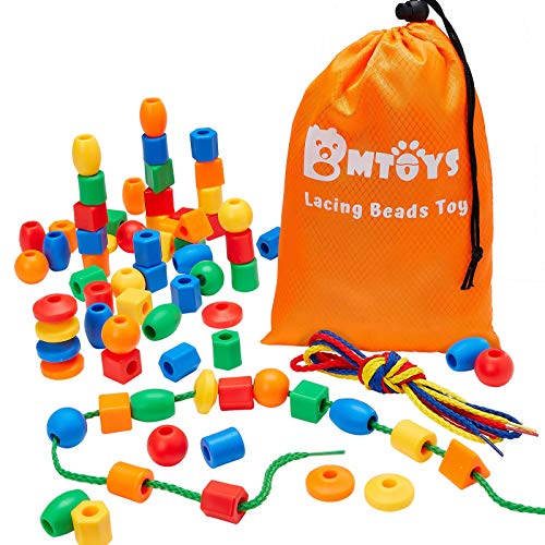 BMTOYS Lacing Beads for Kids 70pcs Threading Beads Occupational Therapy Toys for Kids Fine Motor Skills Developmental Activity OT Toys - Image 1