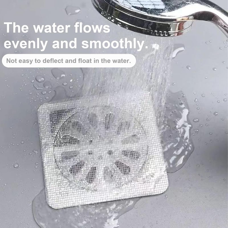 COOFANDY 20 PCS Disposable Shower Drain Hair Catcher, Sink Strainer Mesh Stickers, Drain Square, Drain Protection Stickers, for Showers, Bathtubs, Floor Drain Cover, Waterproof, Adhesive, Disposable - Image 3