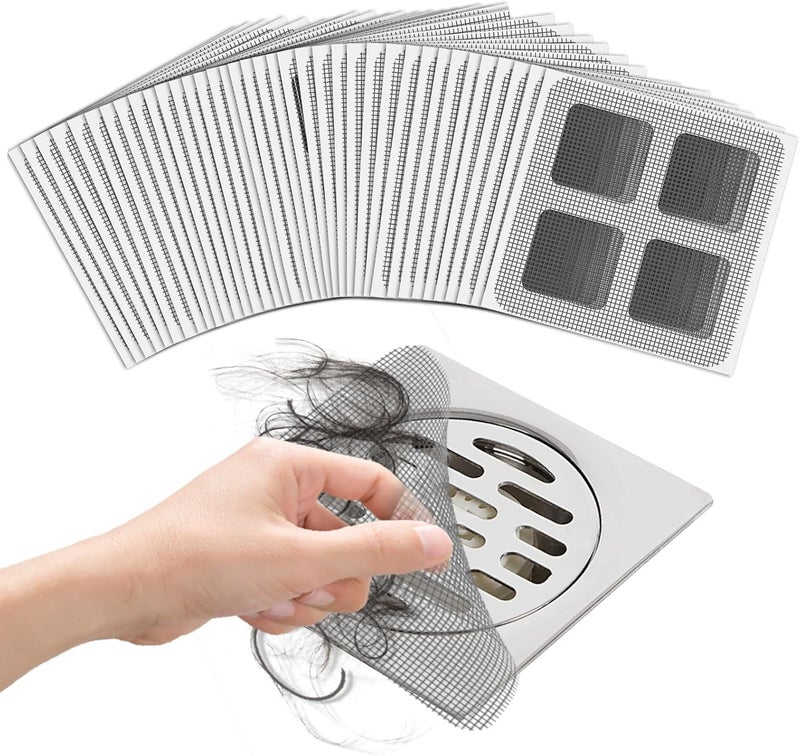 COOFANDY 20 PCS Disposable Shower Drain Hair Catcher, Sink Strainer Mesh Stickers, Drain Square, Drain Protection Stickers, for Showers, Bathtubs, Floor Drain Cover, Waterproof, Adhesive, Disposable - Image 1