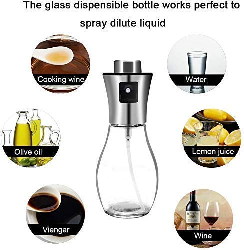 Tendula Oil for Cooking Refillable Stainless Steel Oil Dispenser Bottle with Mini Funnel Vinegar Glass Spray Bottle for BBQ Salad Baking Grilling Roasting Frying 1 Piece - Image 4