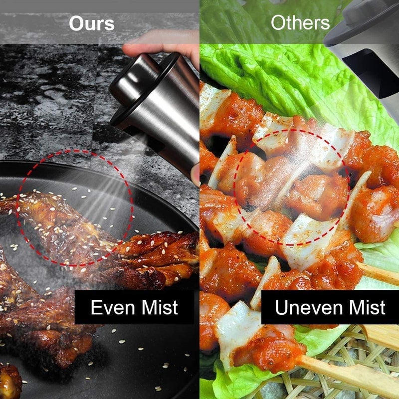 Tendula Oil for Cooking Refillable Stainless Steel Oil Dispenser Bottle with Mini Funnel Vinegar Glass Spray Bottle for BBQ Salad Baking Grilling Roasting Frying 1 Piece - Image 5