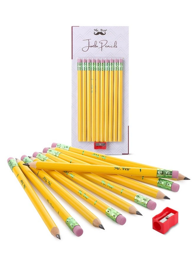 Mr. Pen - Jumbo Pencils, 10 Pencils And 1 Sharpener, Big Pencil, Fat Pencils, Jumbo Pencils For Preschoolers, Fat Pencils For Kindergarten, Thick Pencils, Big Pencils For Preschoolers, Large Pencil. - Image 1