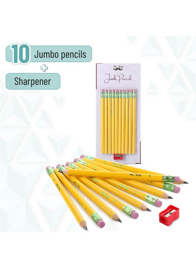 Mr. Pen - Jumbo Pencils, 10 Pencils And 1 Sharpener, Big Pencil, Fat Pencils, Jumbo Pencils For Preschoolers, Fat Pencils For Kindergarten, Thick Pencils, Big Pencils For Preschoolers, Large Pencil. - Image 2