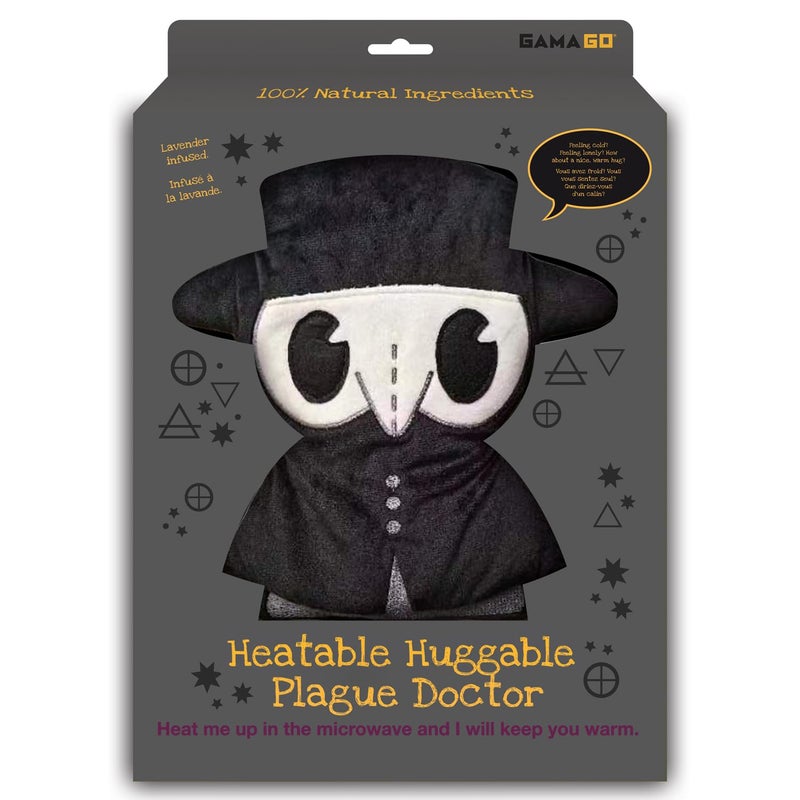 GAMAGO Plague Doctor Heating Pad & Pillow Huggable - Microwavable Heat Pad for Cramps, Aches & Anxiety Relief - Cute Heat Pack Stuffed with Eco-Friendly Wheat & Dried Lavender - 7.25"x8.5"