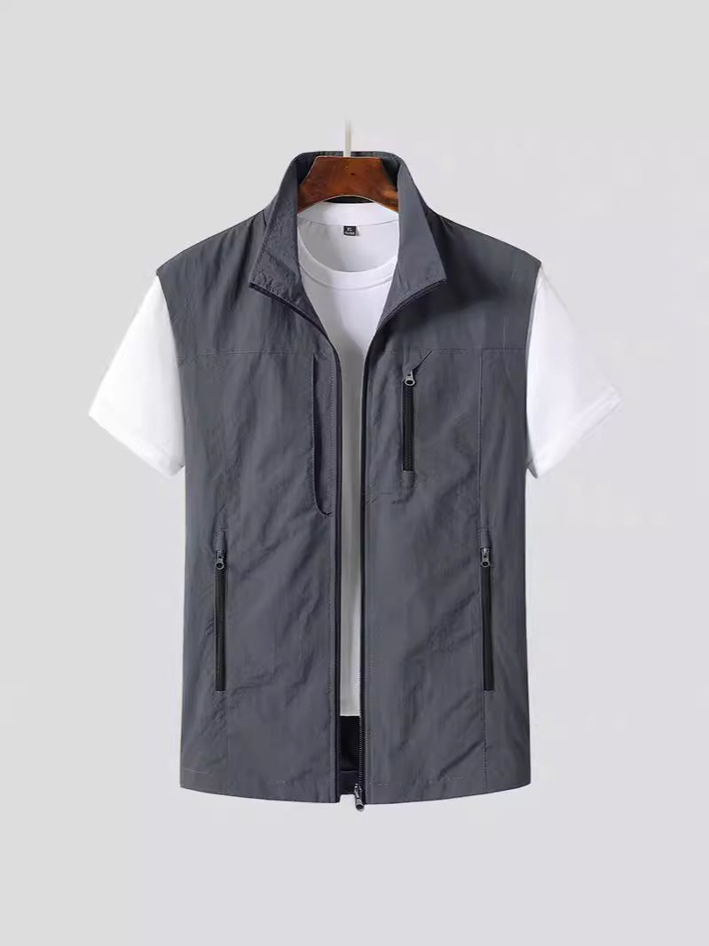 Men'S Vest Summer Thin Pography Outdoor Fishing Vest Multi-Pocket Workwear Horse Clip Waistcoat Horse Clip - Image 3