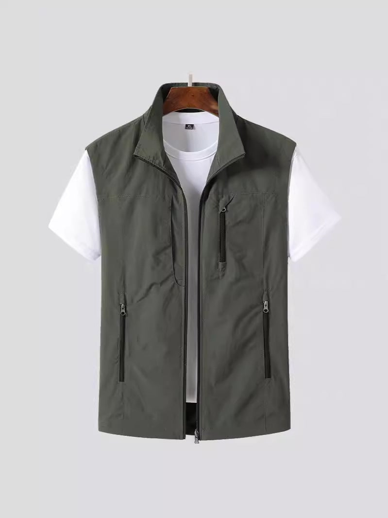 Men'S Vest Summer Thin Pography Outdoor Fishing Vest Multi-Pocket Workwear Horse Clip Waistcoat Horse Clip - Image 5