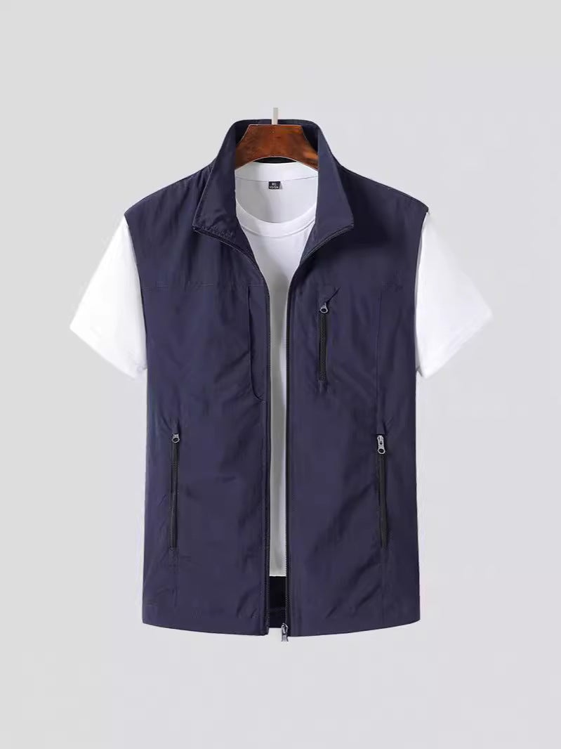 Men'S Vest Summer Thin Pography Outdoor Fishing Vest Multi-Pocket Workwear Horse Clip Waistcoat Horse Clip - Image 4