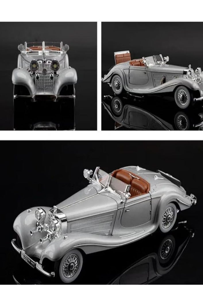 1/24 Scale Classic Mercedes-Benz 500K Diecast Alloy Model Car with Sounds and Lights (Silver) - Image 5
