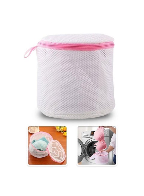 FreshDcart FDCA502 Round cloth washing Laundray bag washing net bag Pouch Mesh Laundry Bag with rust free zipper for Washing bra, socks and underwear (White, Pack of 1)