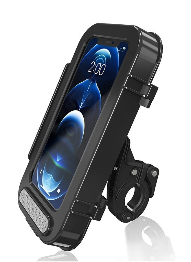 Motorcycle Bike Phone Holder Waterproof, 360°Rotatable Motorbike Phone Mount Case with Touch Screen, Waterproof and Dustproof with No Lag, Suitable for Mobile Phones Within 7 Inches