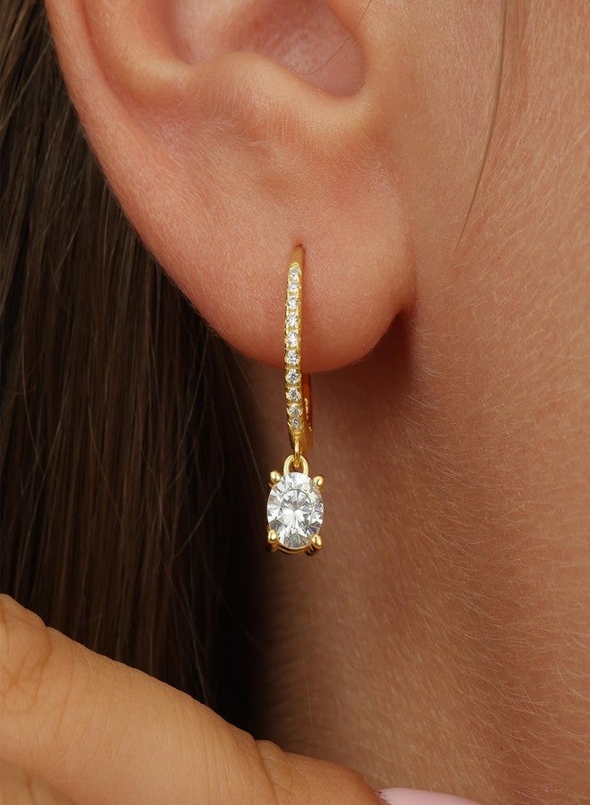 SLUYNZ Solid 925 Sterling Silver CZ Hoop Earrings for Women Teen Girls Small CZ Hoop Earrings Huggie Drop (B-Gold Plated) - Image 3
