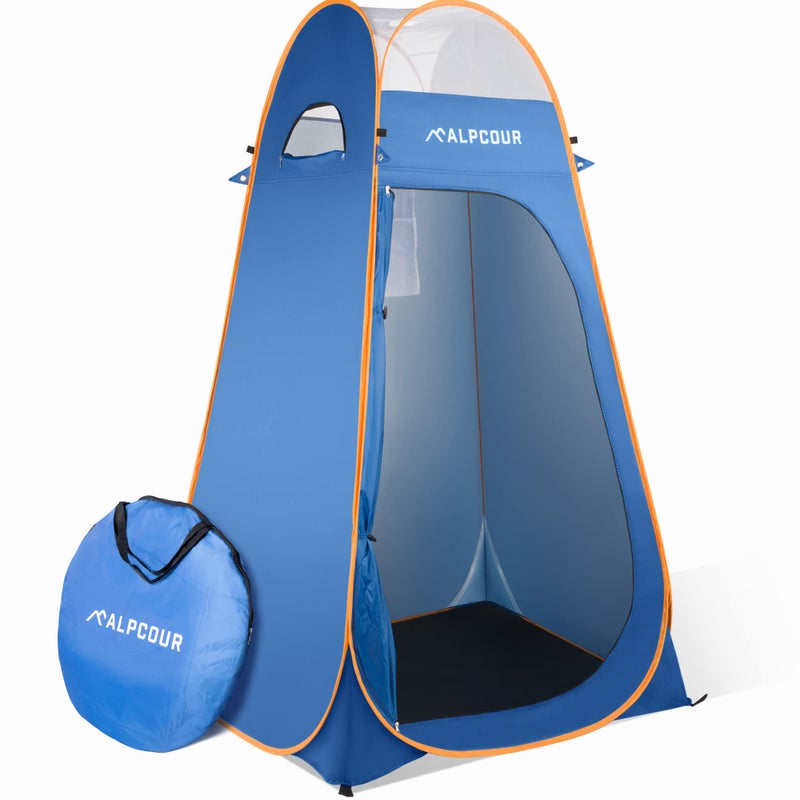 Alpcour Portable Pop Up Tent Privacy Tent for Portable Toilet Shower and Changing Room for Camping and Outdoors Spacious Extra Tall and Waterproof with Utility Accessories Sturdy and Easy Fold