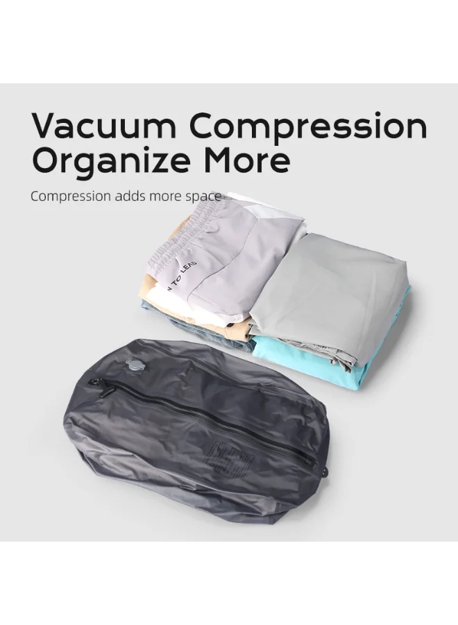 مارك رايدن مارك رايدن حقيبة ضغط سفر بتفريغ الهواء، مضخة يدوية قابلة للنفخ، مصنوعة من قماش نايلون مقاوم للماء، خفيفة الوزن 170 جم، لتوفير المساحة في الحقائب، الظهر أو حقيبة السفر اليدوية.