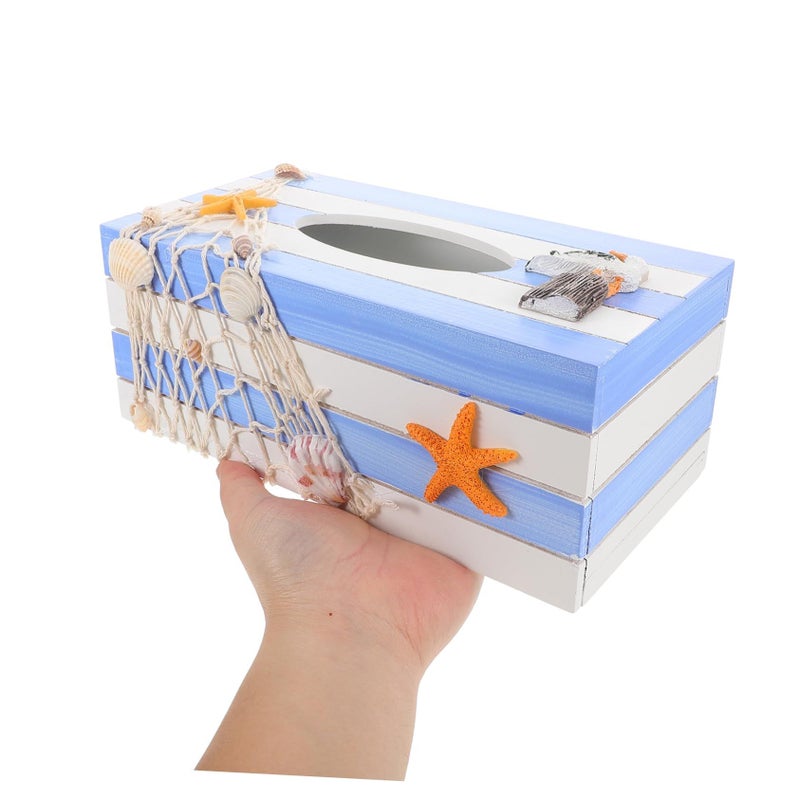 Mediterranean Style Tissue Box Holder with Top Opening for Living Room Bedroom Office - Image 3