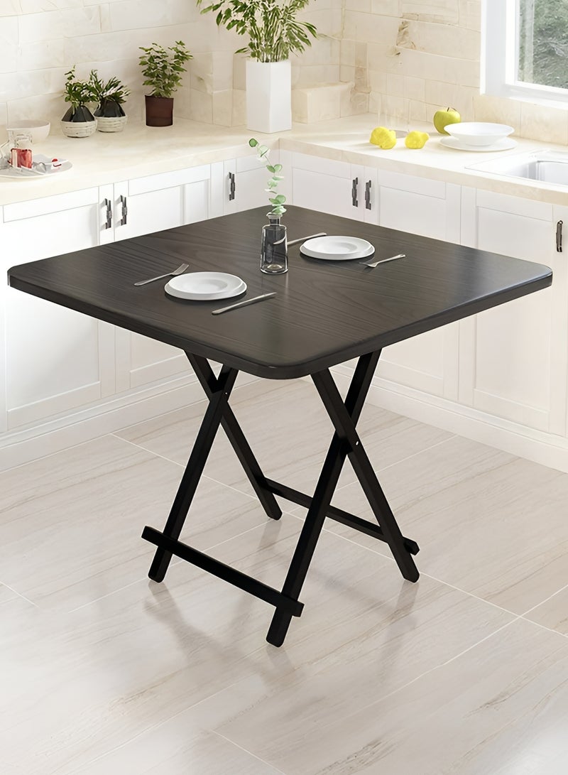 Taimi Folding Dining Table, Square Wood Table, Modern Design, Space Saving , Portable Table for Kitchen, Dining Room, Living Room, Garden, and Camping  80x80x74cm - Black - Image 1