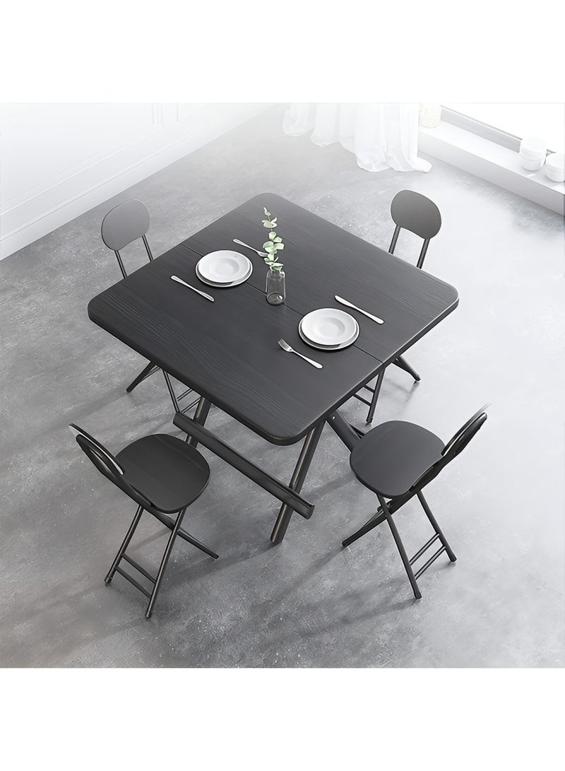Taimi Folding Dining Table, Square Wood Table, Modern Design, Space Saving , Portable Table for Kitchen, Dining Room, Living Room, Garden, and Camping  80x80x74cm - Black - Image 3