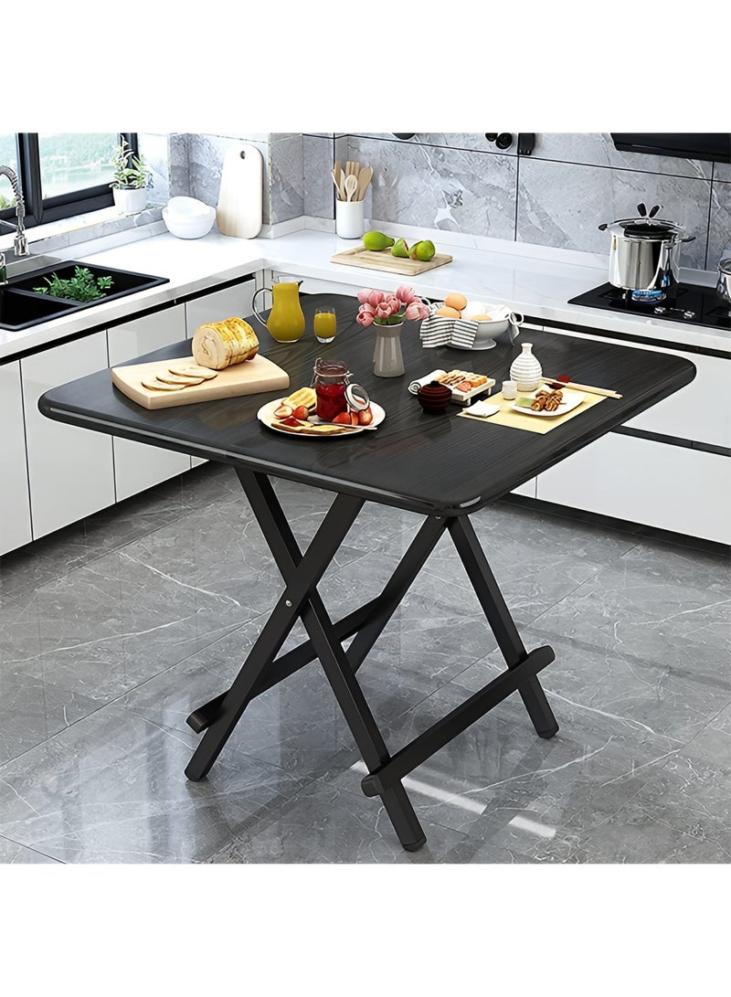Taimi Folding Dining Table, Square Wood Table, Modern Design, Space Saving , Portable Table for Kitchen, Dining Room, Living Room, Garden, and Camping  80x80x74cm - Black - Image 2