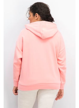 Adidas Women Sportswear Fit Logo 3 Stripe Hoodie Sweater, Glow Pink  - Image 3